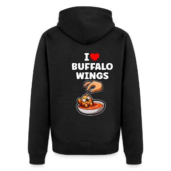 Buffalo Wings Chicken Wings Chicken Gift - Unisex Premium Organic Zip Hoodie - black - Back - Nico (187cm)