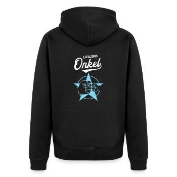 Lieblings Onkel Onkels Best Uncle Lieblingsonkel - Unisex Premium Bio Zip Hoodie - Schwarz - Hinten - Nico (187cm)