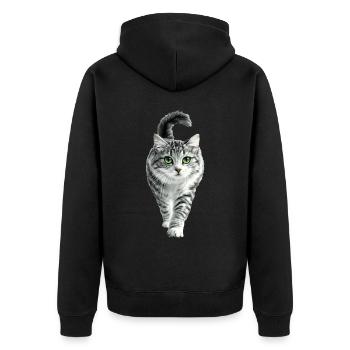 Amerikanische Locken - Unisex Premium Bio Zip Hoodie - Schwarz - Hinten - Nico (187cm)