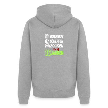 Geburtstag 36 Zocken Spielen Gaming Schlafen - Unisex Premium Bio Zip Hoodie - Grau meliert - Hinten - Nico (187cm)