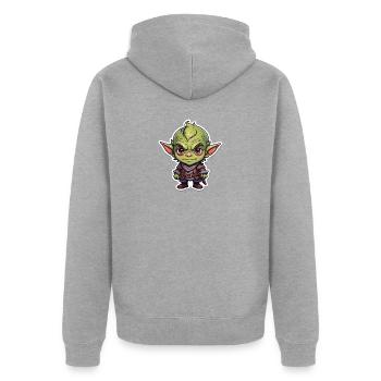 Dungeons Brücken Troll - Unisex Premium Bio Zip Hoodie - Grau meliert - Hinten - Nico (187cm)