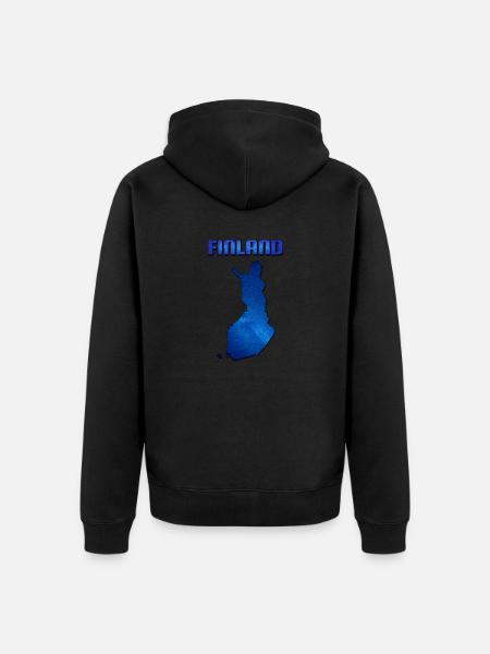Blue Finland Map - Unisex Premium Organic Zip Hoodie - black