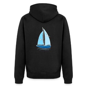 Sailboat Seagulls,Gift,fashion,cool,trend,style, - Unisex Premium Organic Zip Hoodie - black - Back - Nico (187cm)