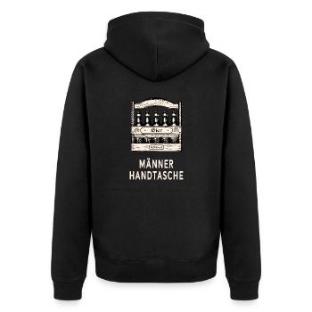 Herrenhandtasche Bier - Unisex Premium Bio Zip Hoodie - Schwarz - Hinten - Nico (187cm)
