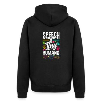 Speech Language Pathologist Pediatric Speech - Unisex Premium Bio Zip Hoodie - Schwarz - Hinten - Nico (187cm)