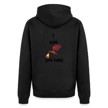 I'M ON FIRE -dragon spits fire - gift - Unisex Premium Organic Zip Hoodie - black - Back - Nico (187cm)