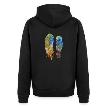 Feder - Unisex Premium Bio Zip Hoodie - Schwarz - Hinten - Nico (187cm)