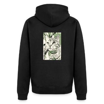 Kau kam - Unisex Premium Bio Zip Hoodie - Schwarz - Hinten - Nico (187cm)