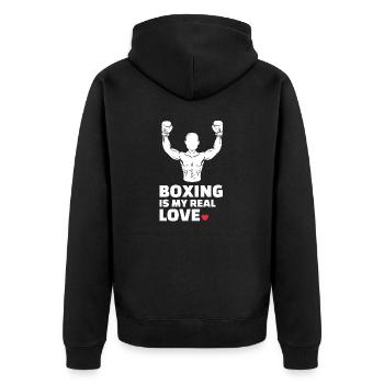 Ich Liebe Boxen Für Alle Boxer Und Boxliebhaber. - Unisex Premium Bio Zip Hoodie - Schwarz - Hinten - Nico (187cm)