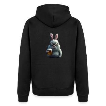 Drôle de lapin de Pâques avec bière - Veste à capuche bio Premium Unisexe - noir - Dos - Nico (187cm)