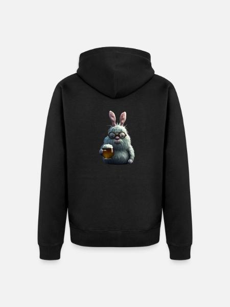 Funny Easter Bunny with Beer - Unisex Premium Organic Zip Hoodie - black