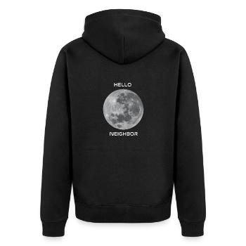 Greetings to our nearest sky object - the moon! - Unisex Premium Organic Zip Hoodie - black - Back - Nico (187cm)
