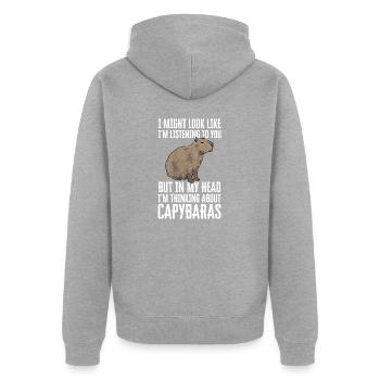 Rongeur Capybara - Veste à capuche bio Premium Unisexe - gris chiné - Dos - Nico (187cm)