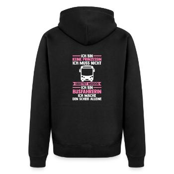 Bus Prinzessin Busfahrerin - Unisex Premium Bio Zip Hoodie - Schwarz - Hinten - Nico (187cm)