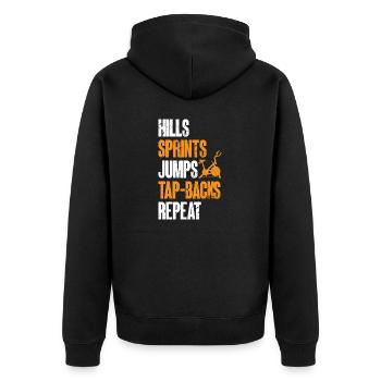 Indoor Cycling Bike Workout - Unisex Premium Organic Zip Hoodie - black - Back - Nico (187cm)