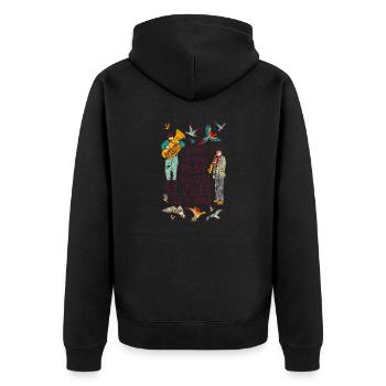 Vögel - Unisex Premium Bio Zip Hoodie - Schwarz - Hinten - Nico (187cm)