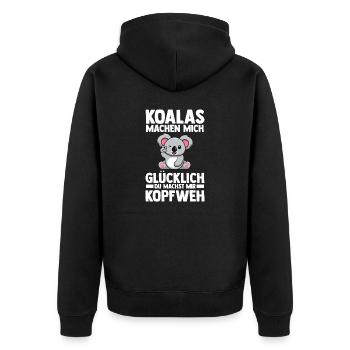 Koalabär Koala - Unisex Premium Bio Zip Hoodie - Schwarz - Hinten - Nico (187cm)