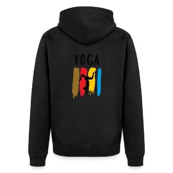 Yoga / Namaste / Fleur de lotus - Veste à capuche bio Premium Unisexe - noir - Dos - Nico (187cm)