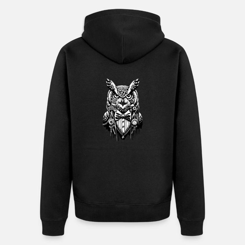 Nacht-Eule | Technik-Eule | Nerd-Uhu - Unisex Premium Bio Zip Hoodie - Schwarz