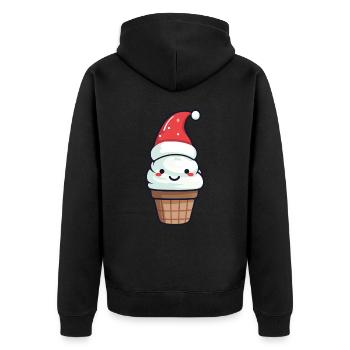 Eis Weihnachten Lecker - Unisex Premium Bio Zip Hoodie - Schwarz - Hinten - Nico (187cm)