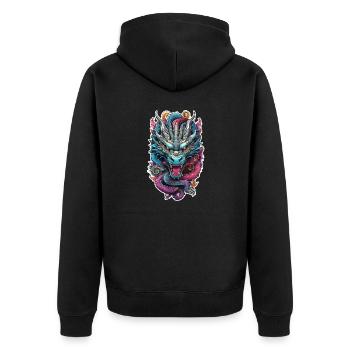 dragon asiatique - japon - chinois - Veste à capuche bio Premium Unisexe - noir - Dos - Nico (187cm)