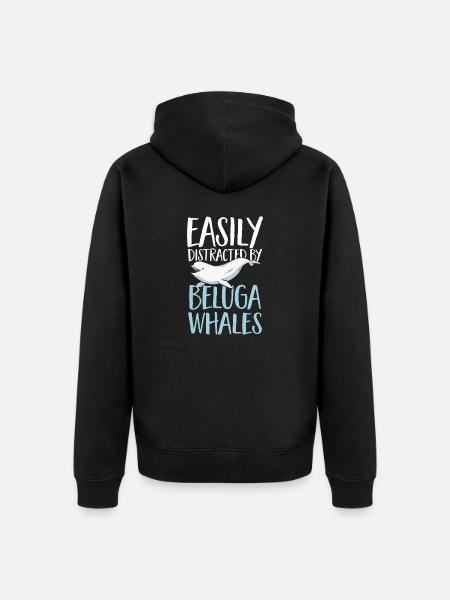 Weißwal Beluga Wal - Unisex Premium Bio Zip Hoodie - Schwarz