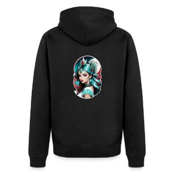 Indische Prinzessin - Aztek - Unisex Premium Bio Zip Hoodie - Schwarz - Hinten - Nico (187cm)