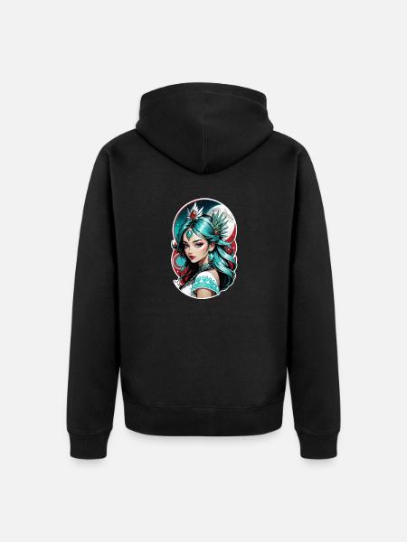 Indian Princess - Aztek - Unisex Premium Organic Zip Hoodie - black