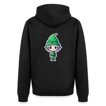 Elf Christmas Illustration - Unisex Premium Organic Zip Hoodie - black - Back - Nico (187cm)
