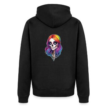 Halloween - Rock & Regenbogen - Unisex Premium Bio Zip Hoodie - Schwarz - Hinten - Nico (187cm)