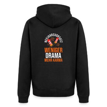 Neujahr Feuerwerk Silvester - Unisex Premium Bio Zip Hoodie - Schwarz - Hinten - Nico (187cm)
