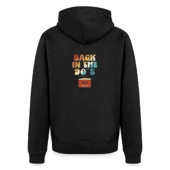 Zurück in die 90´s Walkman - Unisex Premium Bio Zip Hoodie - Schwarz - Hinten - Nico (187cm)
