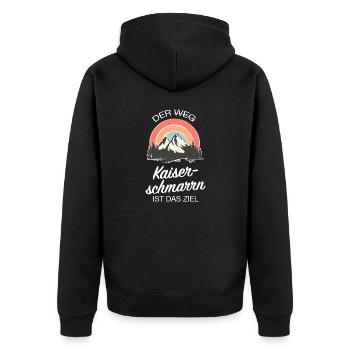 Der (Weg) Kaiserschmarrn Ist Das Ziel - Wandern - Unisex Premium Bio Zip Hoodie - Schwarz - Hinten - Nico (187cm)