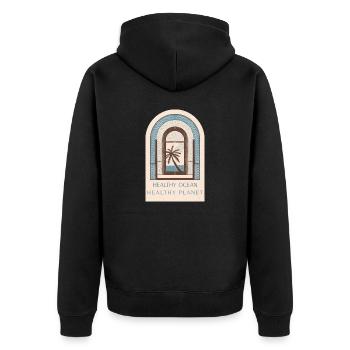 Marine Conservation - Unisex Premium Organic Zip Hoodie - black - Back - Nico (187cm)
