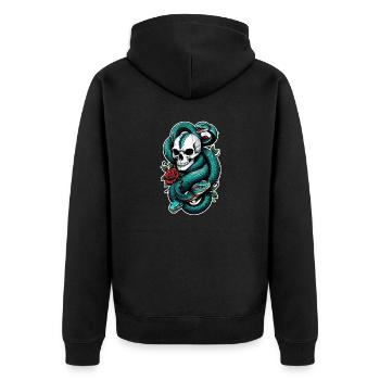 serpent squelette et tatouage - Veste à capuche bio Premium Unisexe - noir - Dos - Nico (187cm)