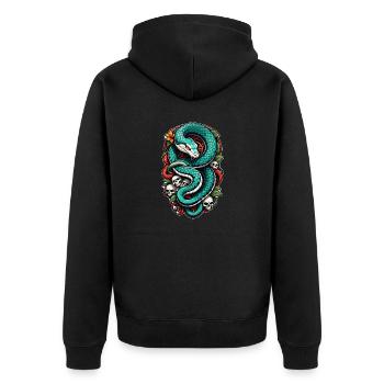 serpent squelette et tatouage - Veste à capuche bio Premium Unisexe - noir - Dos - Nico (187cm)