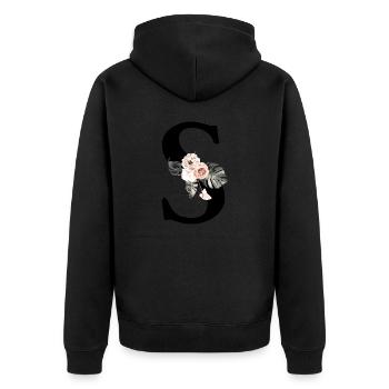 Tropical Floral Letter S - Unisex Premium Organic Zip Hoodie - black - Back - Nico (187cm)
