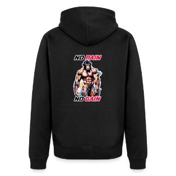 Bodybuilder / Sports / Fitness / Monkey / Muscles - Unisex Premium Organic Zip Hoodie - black - Back - Nico (187cm)