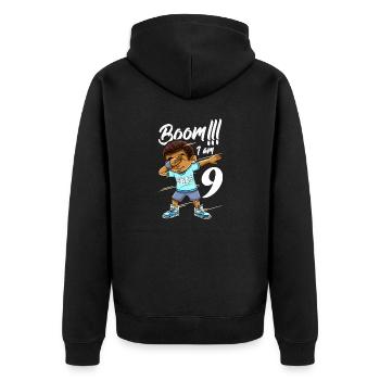 Boom Im 9 Year Old Black Boy Dabbing - Unisex Premium Organic Zip Hoodie - black - Back - Nico (187cm)