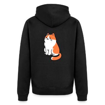Katze - Unisex Premium Bio Zip Hoodie - Schwarz - Hinten - Nico (187cm)