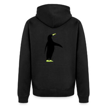 pinguin - Unisex Premium Bio Zip Hoodie - Schwarz - Hinten - Nico (187cm)