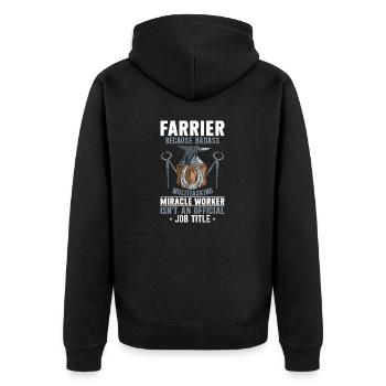 Farrier Horseshoe Horseshoeing - Unisex Premium Organic Zip Hoodie - black - Back - Nico (187cm)