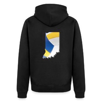 Real Volleyball in the Indiana State Map - Unisex Premium Organic Zip Hoodie - black - Back - Nico (187cm)