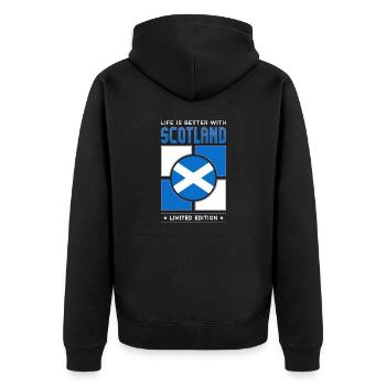 Scotland - Unisex Premium Bio Zip Hoodie - Schwarz - Hinten - Nico (187cm)