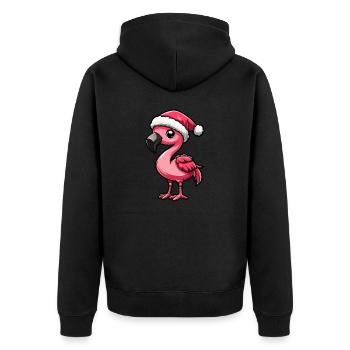 Flamingo Weihnachten - Unisex Premium Bio Zip Hoodie - Schwarz - Hinten - Nico (187cm)
