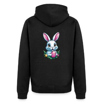 Osterhase - Unisex Premium Bio Zip Hoodie - Schwarz - Hinten - Nico (187cm)