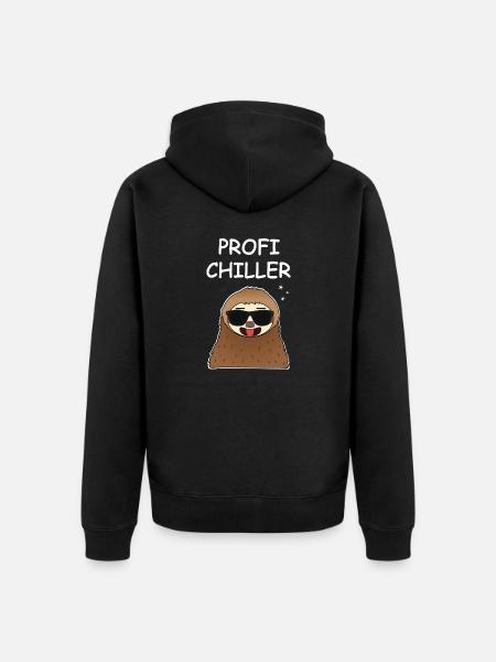 Profi Chiller Faultier - Unisex Premium Bio Zip Hoodie - Schwarz
