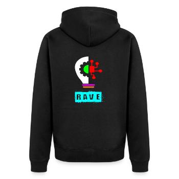 Rave-Glühbirne - Unisex Premium Bio Zip Hoodie - Schwarz - Hinten - Nico (187cm)