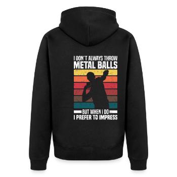 Kugelstoßen | Leichtathletik Kugelstoßer Geschenke - Unisex Premium Bio Zip Hoodie - Schwarz - Hinten - Nico (187cm)