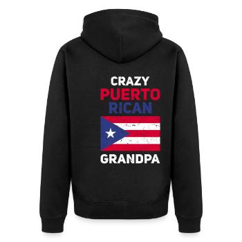 Puerto Rico Flagge | Puerto Ricaner Geschenkideen - Unisex Premium Bio Zip Hoodie - Schwarz - Hinten - Nico (187cm)